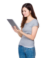 Fototapeta premium Woman use of digital tablet
