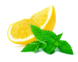 lemon and mint isolated