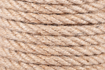 Close-up of natural fiber manila rope background
