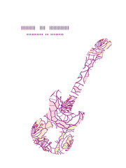 Obraz na płótnie Canvas Vector colorful line art flowers guitar music silhouette pattern