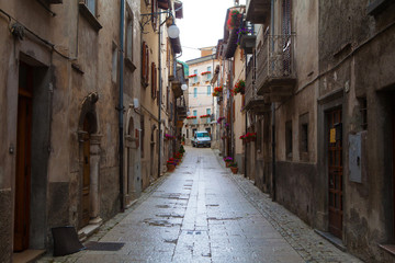 Fototapeta na wymiar The street of a small Italian town