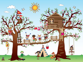 tree house with children