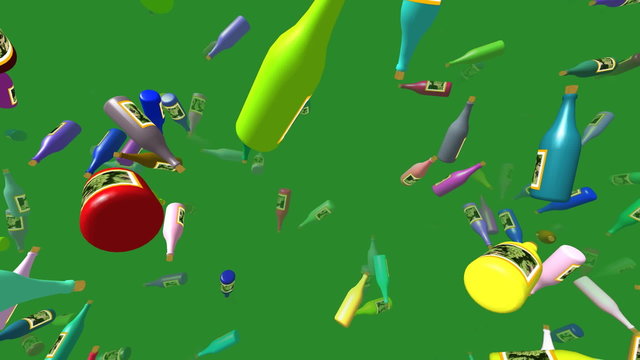 Flying bottles generated 3D video