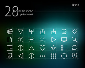 Global web outline icons set