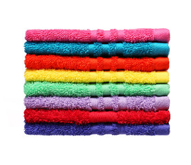 Colorful Bathroom Towels isolated on white background
