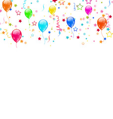 Obraz premium Set party balloons, confetti with space for text