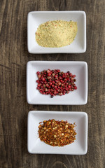 Spices in ceramic bowls