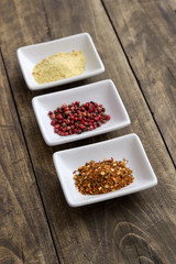 Spices in ceramic bowls
