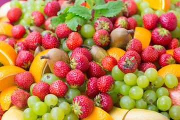 Background with fresh berries and fruit