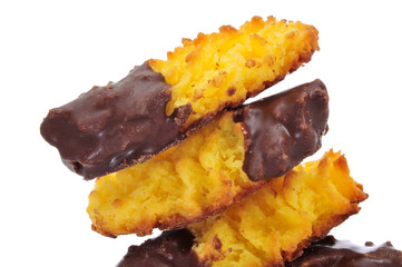 portuguese coconut pastries coated with chocolate