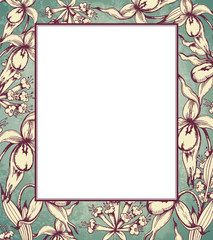 Hand drawn floral frame with orchids