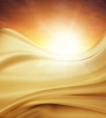 Silky fabric flag in sunny sky