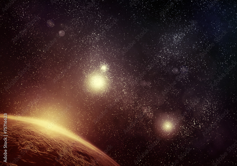 Canvas Prints planet and starfield