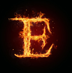 Fire letter on black background