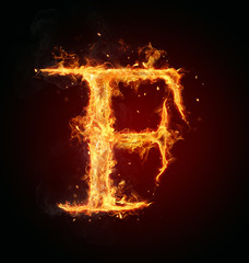 Fire letter on black background