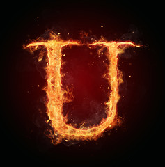 Fire letter on black background