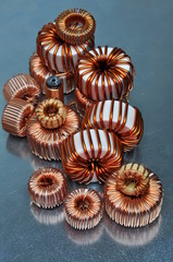 Electric coils on metal background