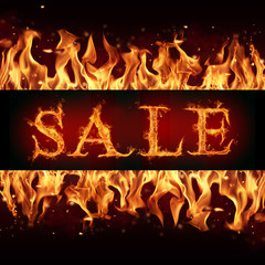 Fire flames on black background