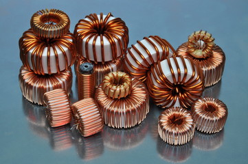 Electric coils on metal background