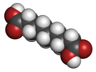 Azelaic acid (nonanedioic acid) molecule.