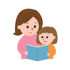 Mother and daughter reading a book together - family book club image