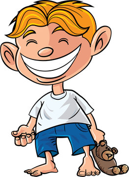 recommend clip art: Cartoon little boy with a teddy bear