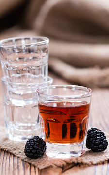Blackberry Liqueur in a shot glass