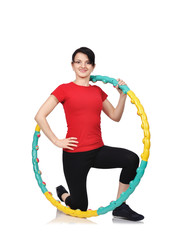 girl with color hula hoop
