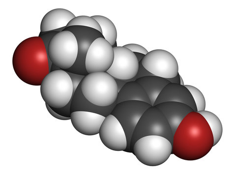 Estrone (oestrone) human estrogen hormone molecule.