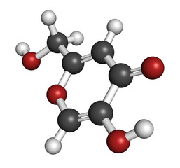 Kojic acid molecule. Used as food additive.