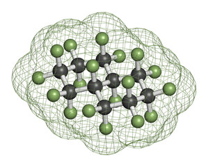 Perfluorodecalin fluorocarbon molecule. 