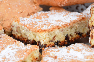 Close up of homemade cookie with raisins, DOF