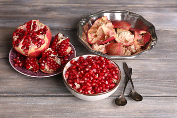 Beautiful composition with juicy  pomegranate seeds,