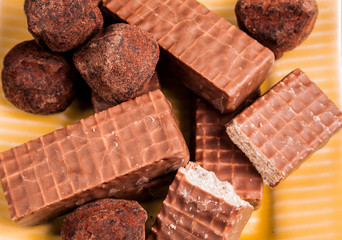 chocolate on a black background