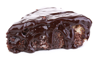 Chocolate cake isolated on white