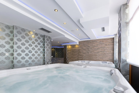Jacuzzi baths in hotel spa center 