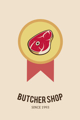 meat stamp illustration over color background