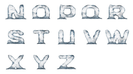 Melting ice text elements isolated on a white background.