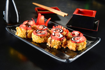 Sweet sushi with strawberries