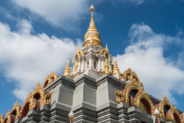 Fototapeta premium Sinakarintra Stit Mahasantikhiri Pagoda the remembrance monument of his majesty queen mother of Thailand on the top of mountain at Doi Mae Salong, Chiang Rai province of Thailand.