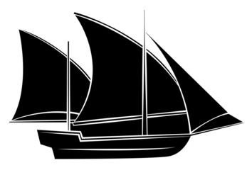 Black Silhouette Of Ship Symbol