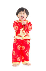 Chinese boy in wishing gesture