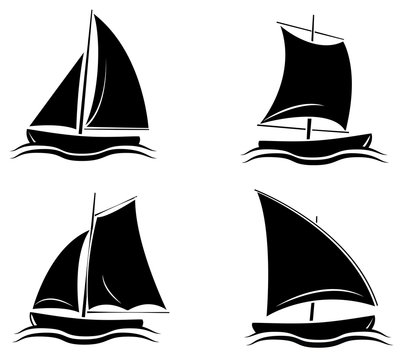 Black Silhouette Collection Of Ship Symbol