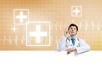 Doctor with banner