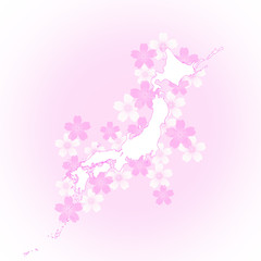 日本地図と桜