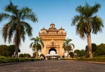 Fotobehang Patuxay(Patuxai) victory gate in Vientian Laos © worldwide_stock