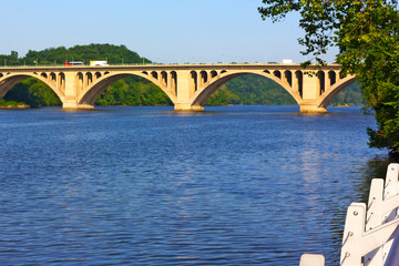 Fototapeta premium View on Key Bridge and Potomac River in Washington DC.