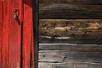 Abstract Red Barn Door
