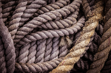 Close up of ropes used in fishing.