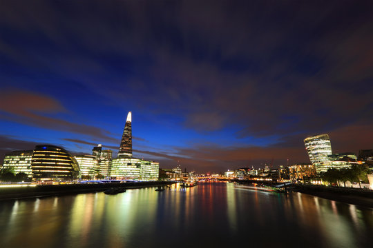 Cityscape of London at night